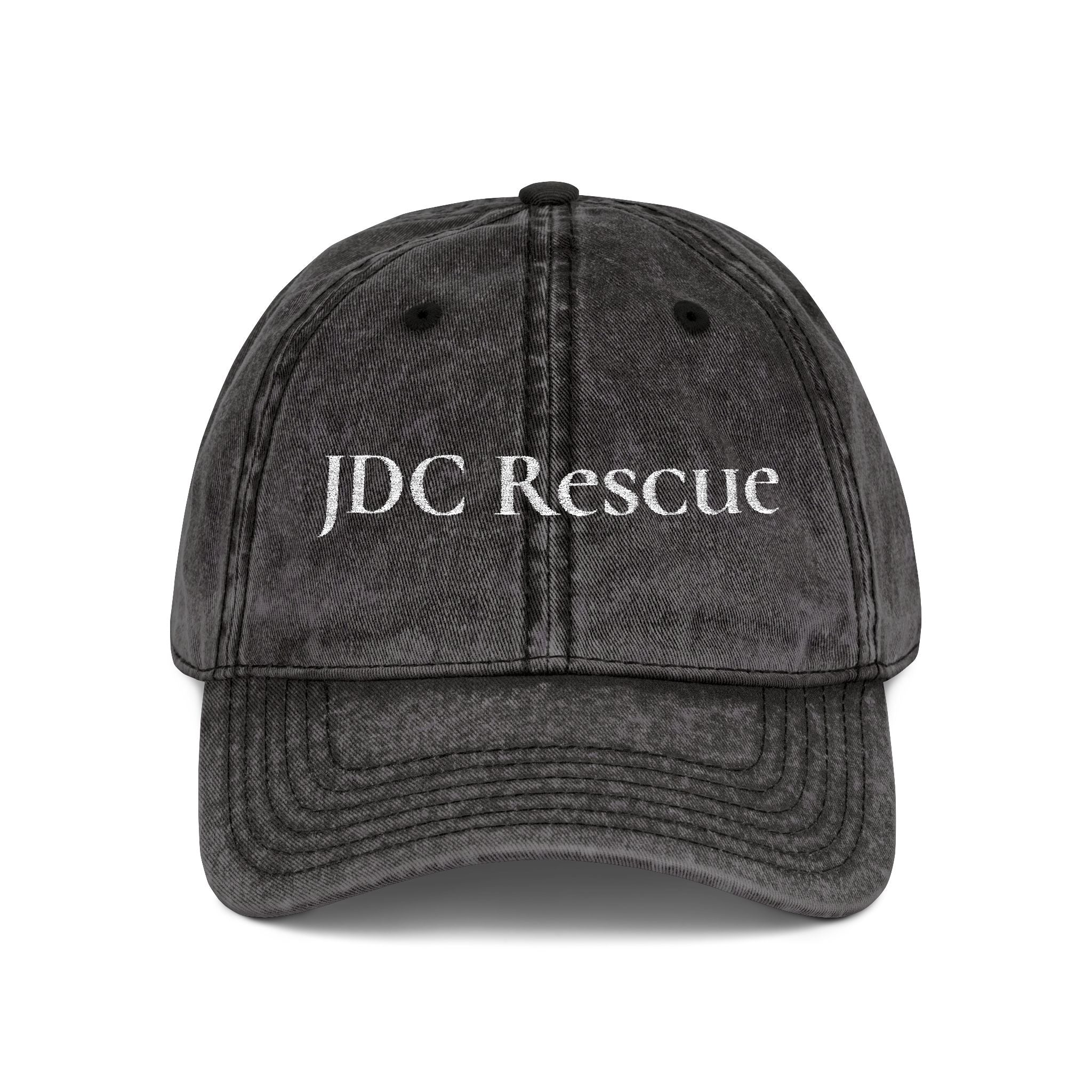 Vintage Embroidered Cap — "JDC Rescue" Distressed Baseball Hat