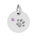 Engraved Birthstone Paw Circle Charm