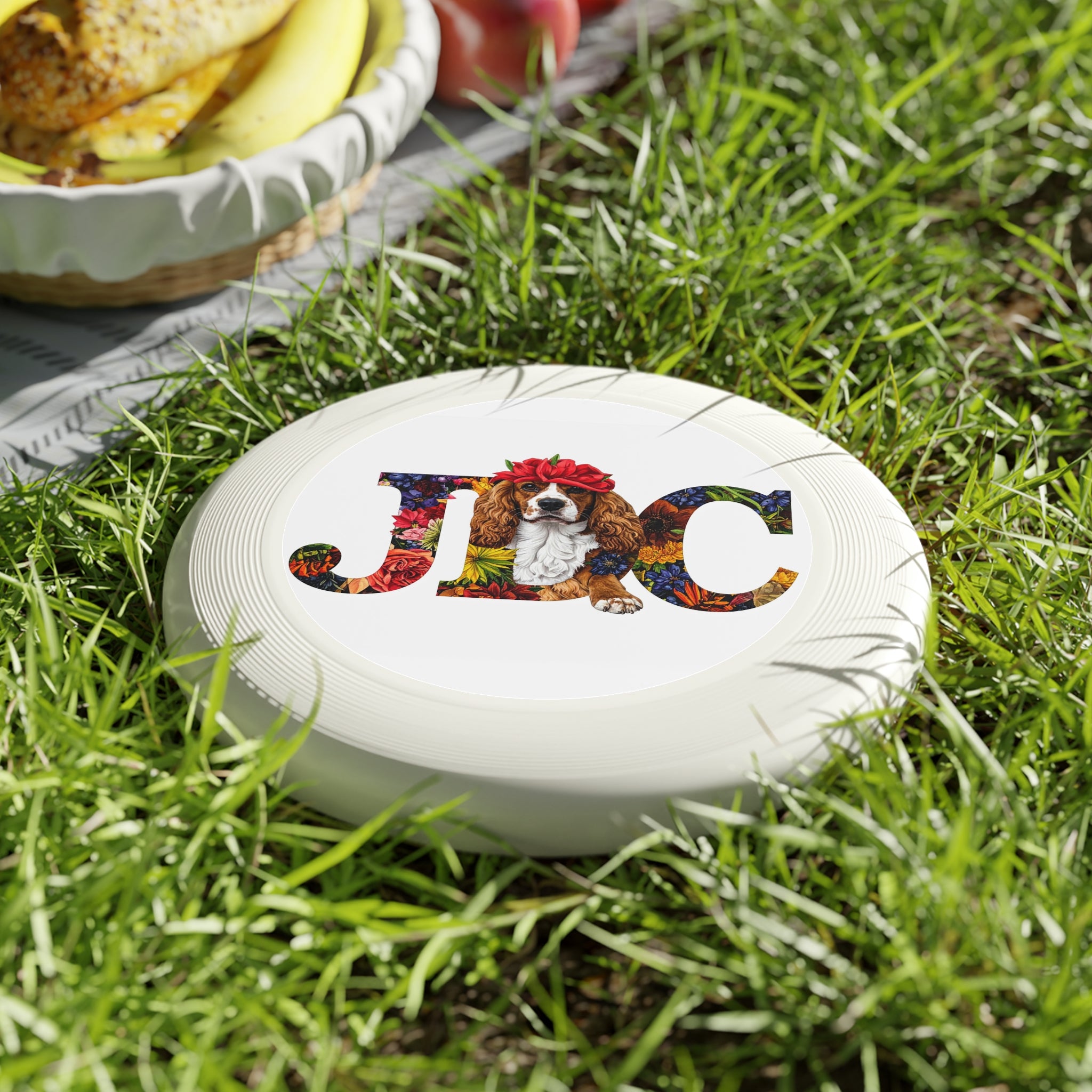 Floral Puppy Logo Frisbee — J&C Decorative Flying Disc