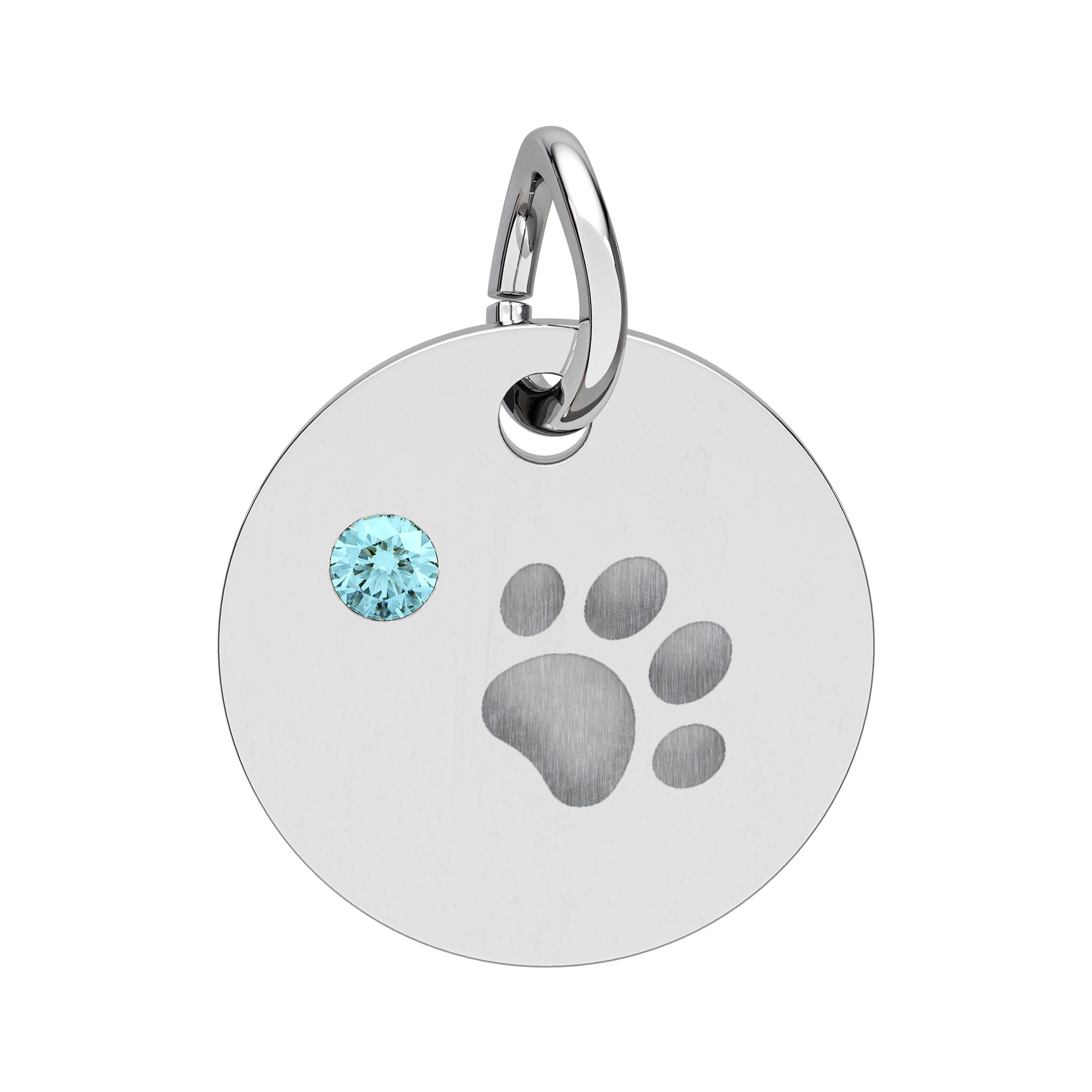 Engraved Birthstone Paw Circle Charm