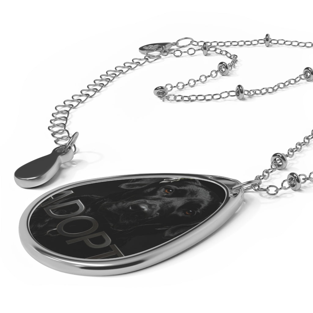 Adopt Love Oval Necklace — Black Lab Pet Rescue Pendant