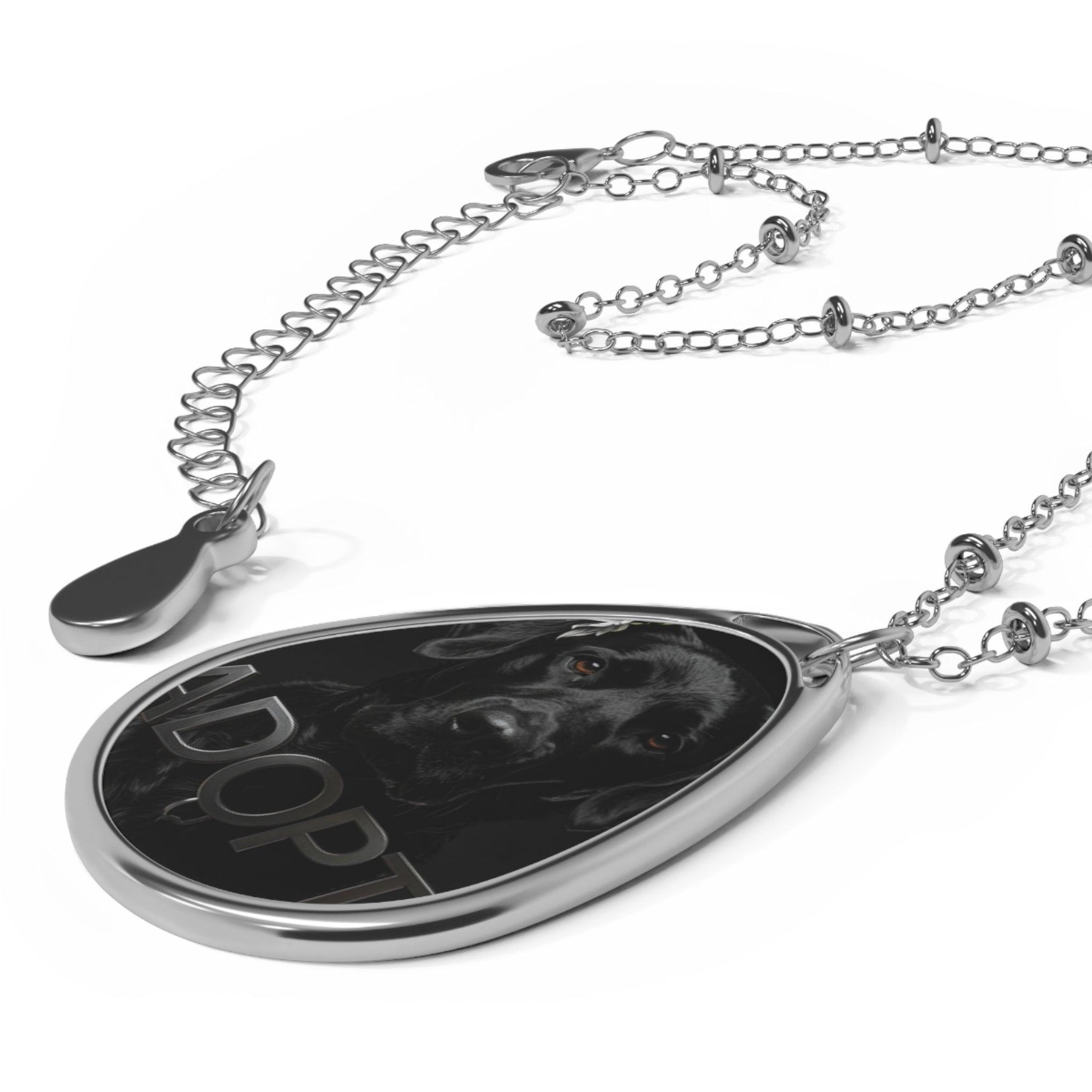 Adopt Love Oval Necklace — Black Lab Pet Rescue Pendant