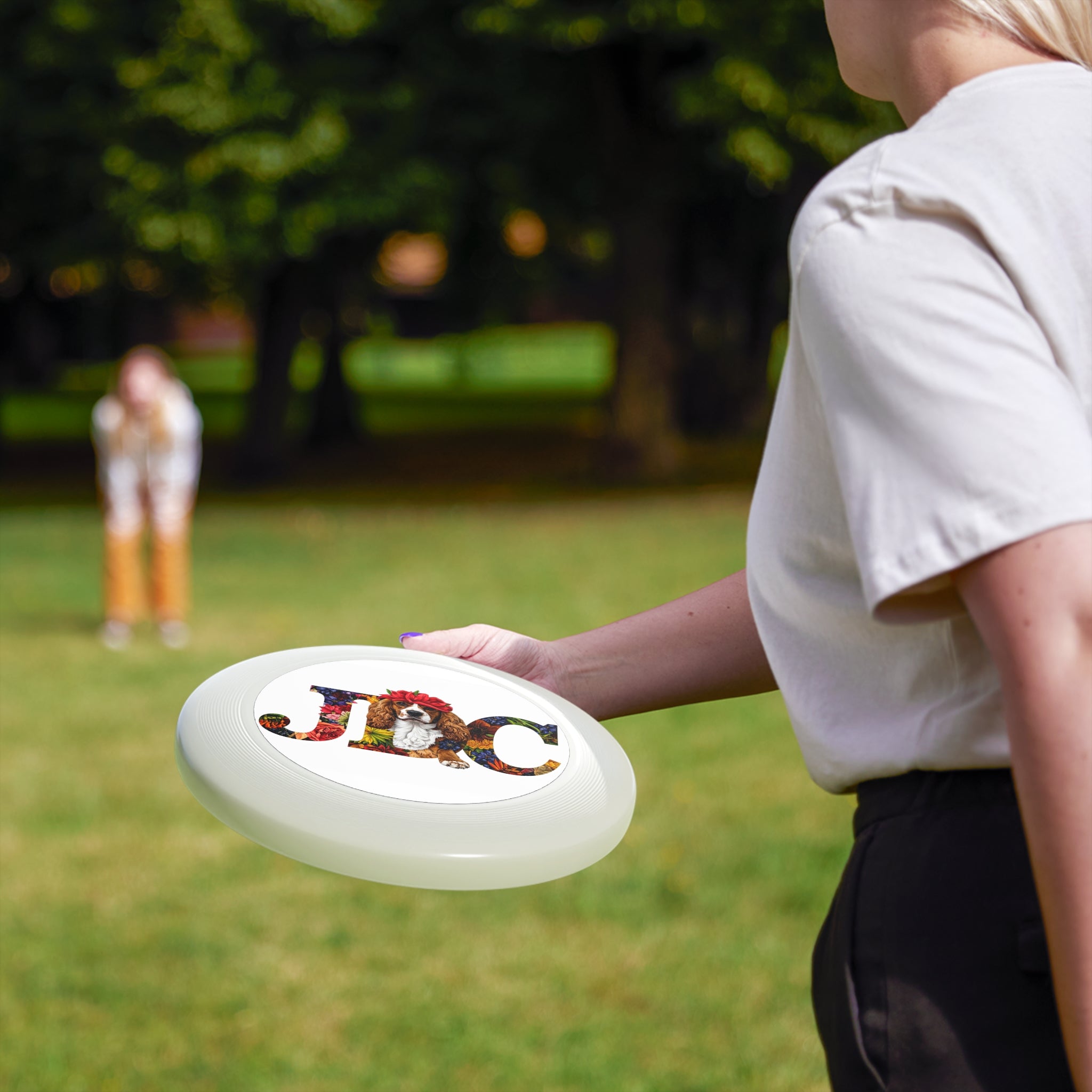Floral Puppy Logo Frisbee — J&C Decorative Flying Disc