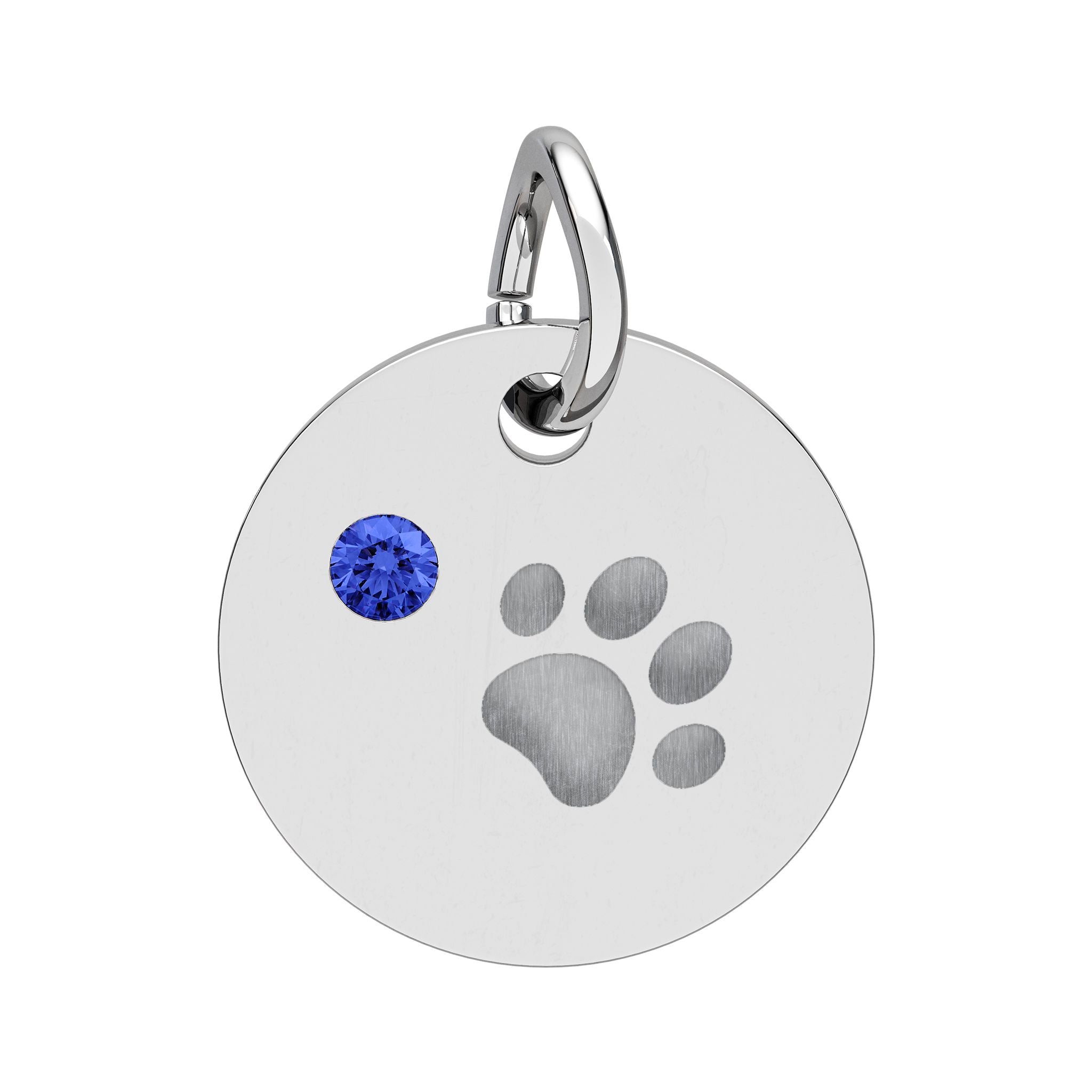Engraved Birthstone Paw Circle Charm