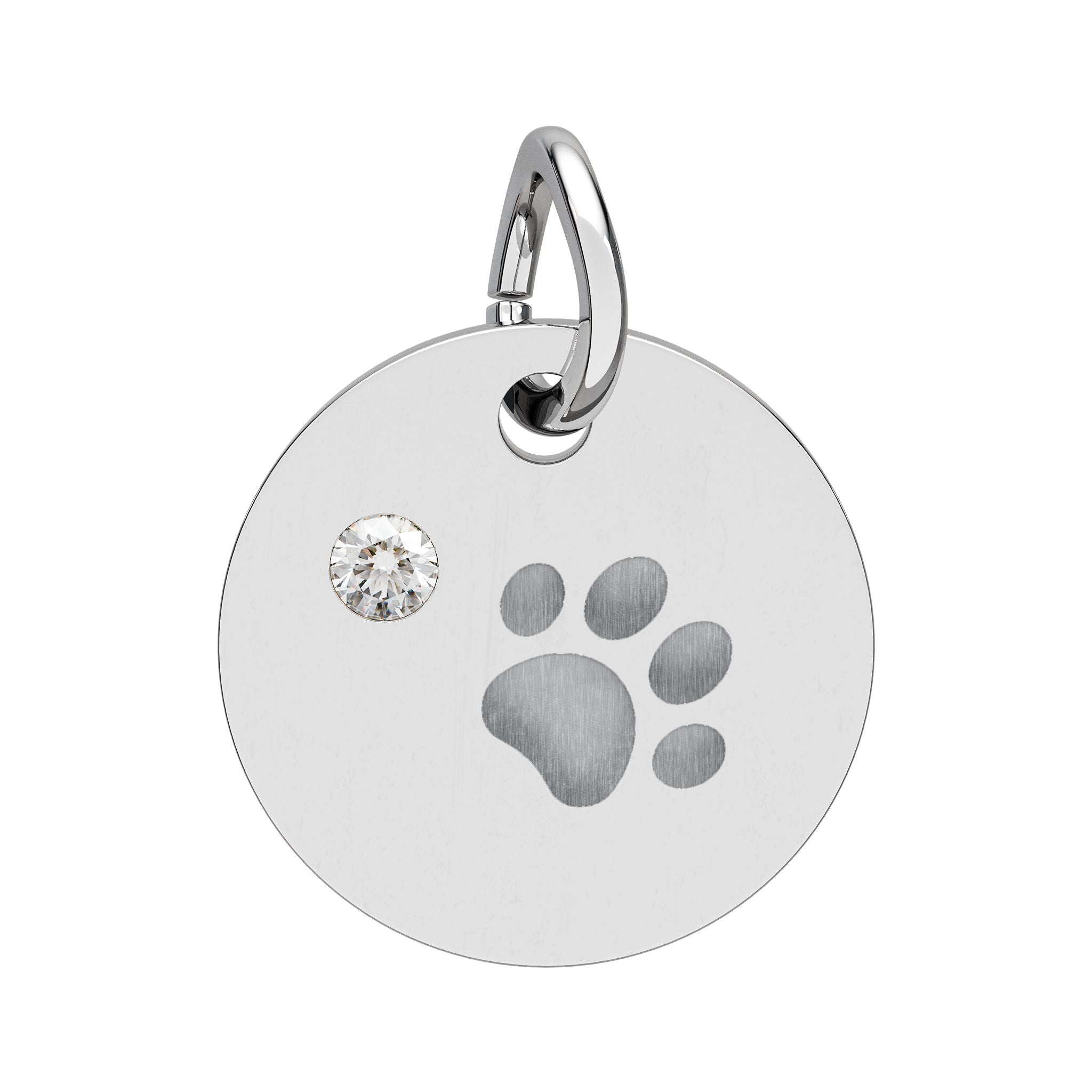 Engraved Birthstone Paw Circle Charm