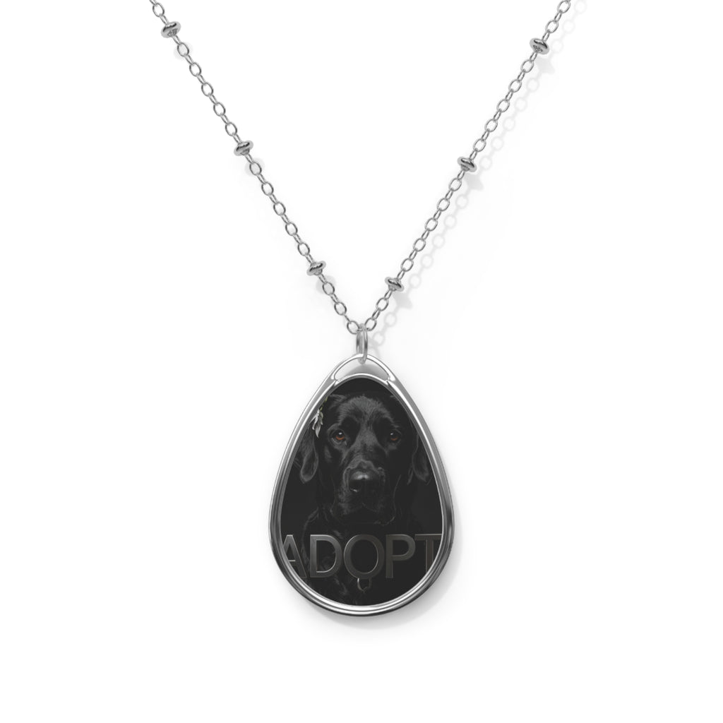 Adopt Love Oval Necklace — Black Lab Pet Rescue Pendant