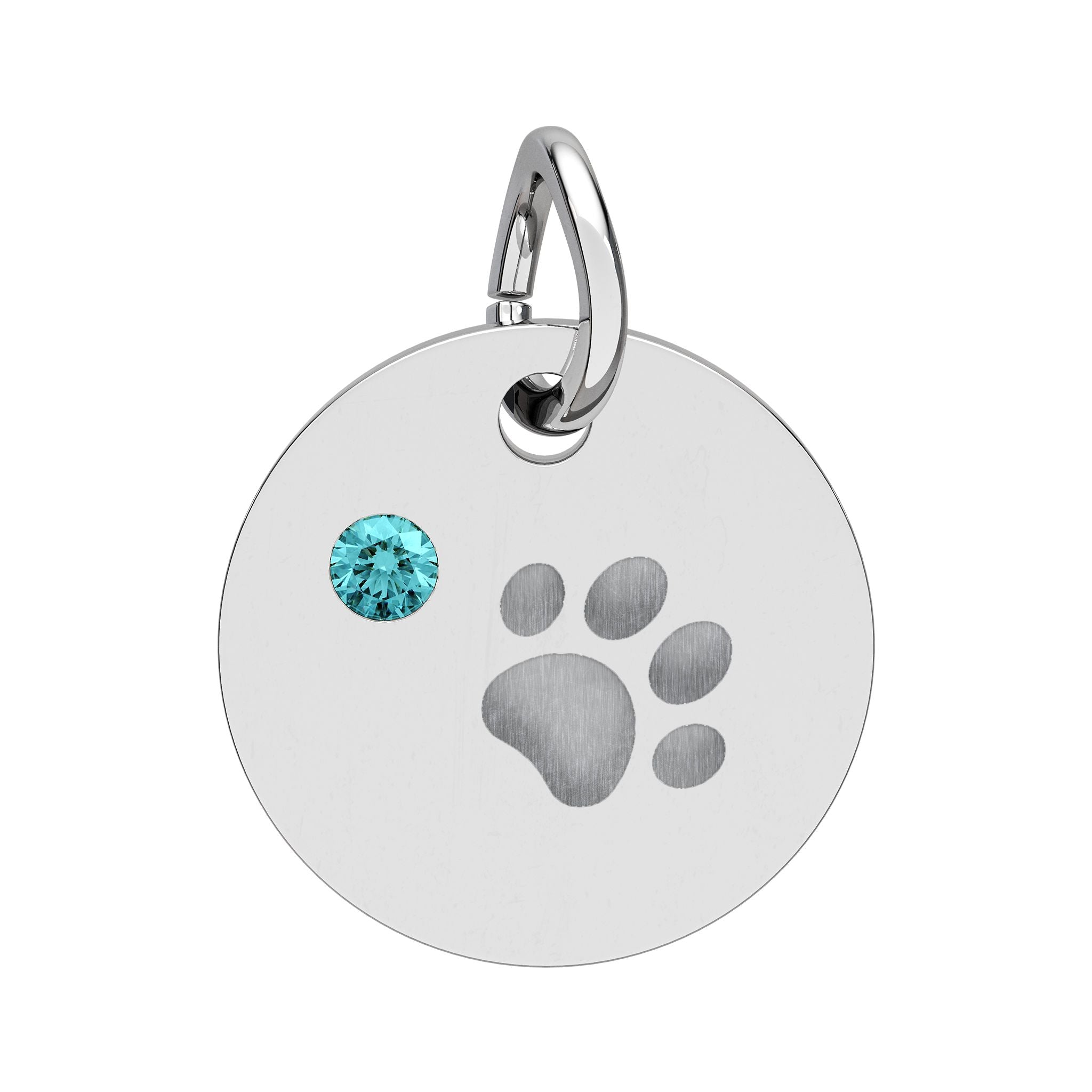 Engraved Birthstone Paw Circle Charm