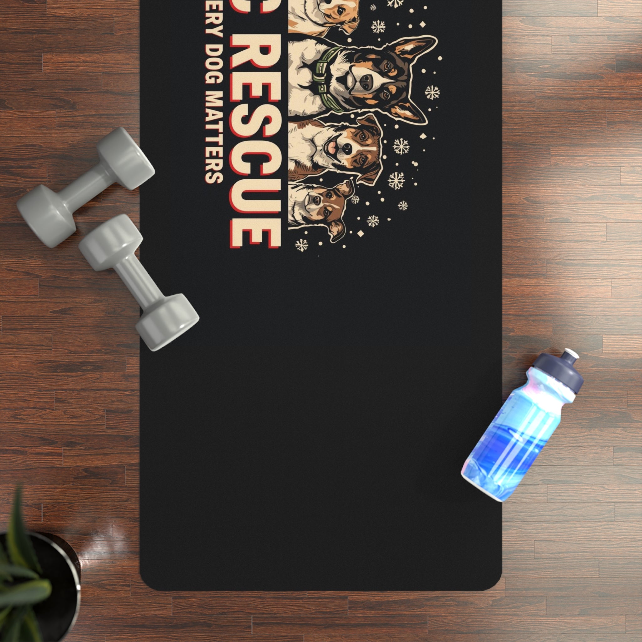Saltea yoga JDC Rescue din cauciuc – Design „Niciodată prea multe animale de companie” cu câine de salvare