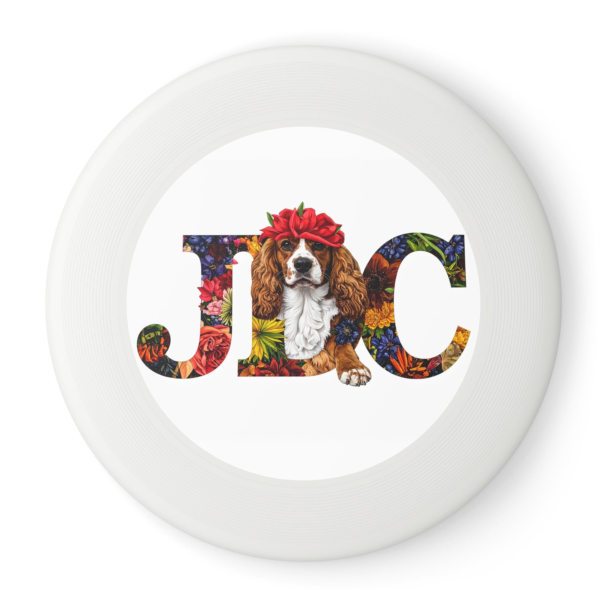 Floral Puppy Logo Frisbee — J&C Decorative Flying Disc