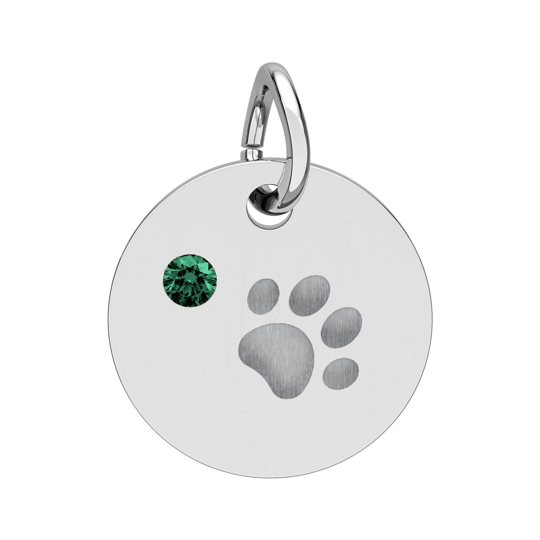 Engraved Birthstone Paw Circle Charm