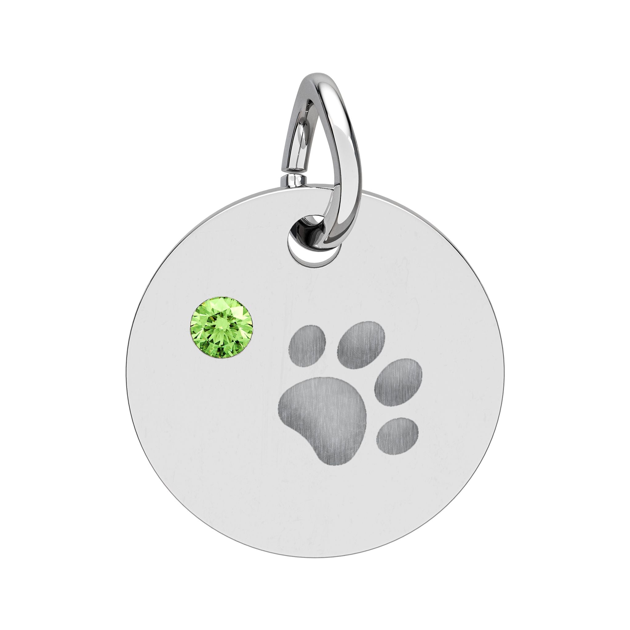 Engraved Birthstone Paw Circle Charm