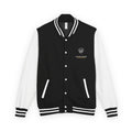 Geacă Letterman — Stil Colegiu Varsity Alb-Negru cu Logo Mic pe Piept