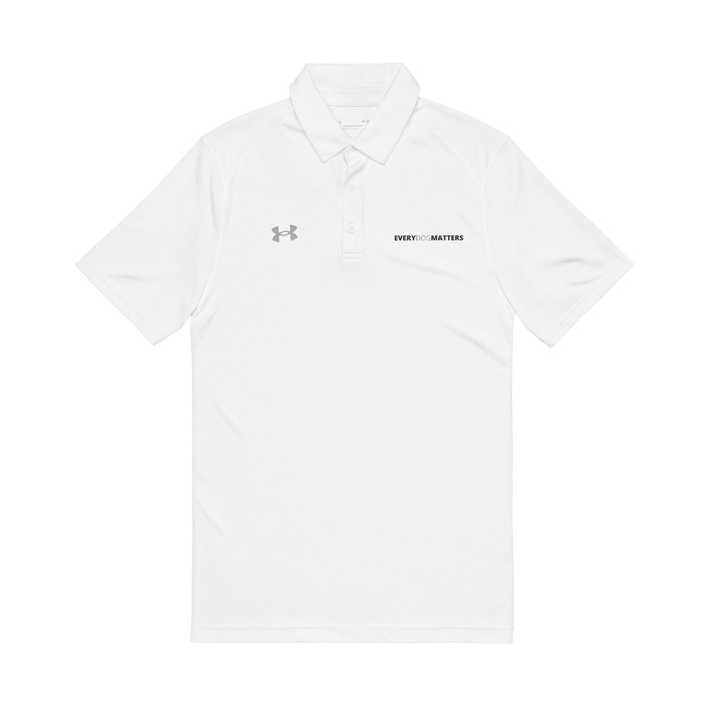 JDC Men's Embroidered Performance Polo — White Under Armour Logo
