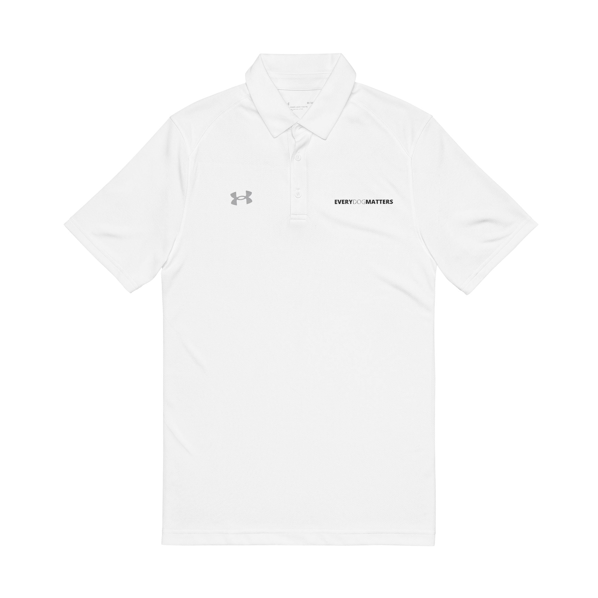 JDC Men's Embroidered Performance Polo — White Under Armour Logo