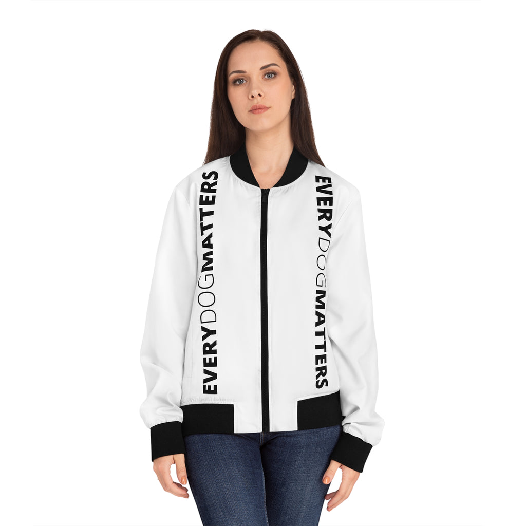 Bomber Jacket — Every Dog Matters Vertical Text Print